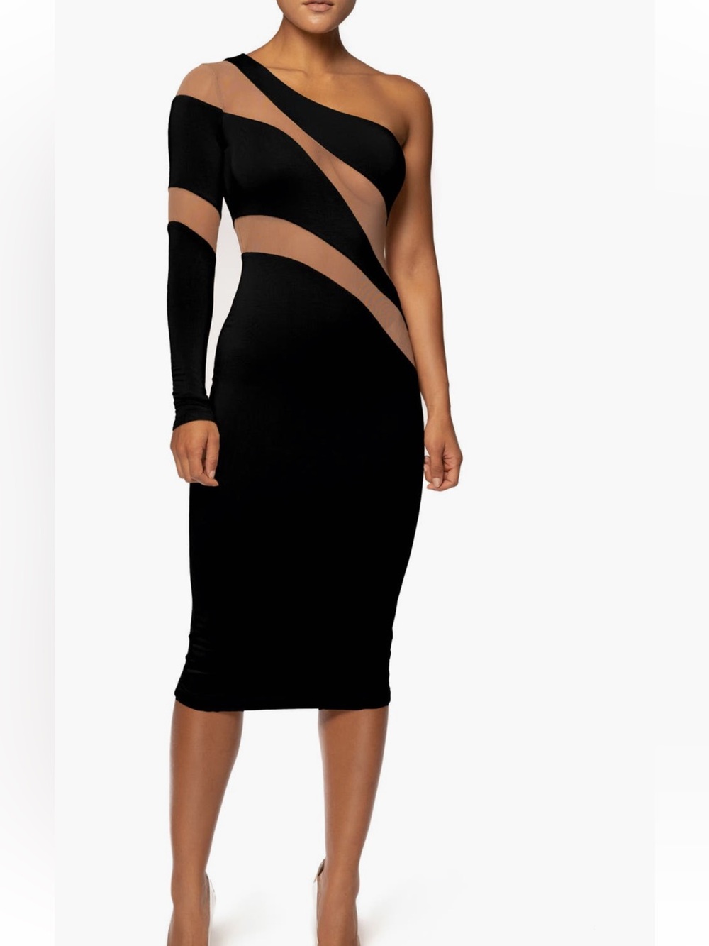 NWT JLuxLabel Eyes for You Illusion Mesh One-Shoulder sz.XL
